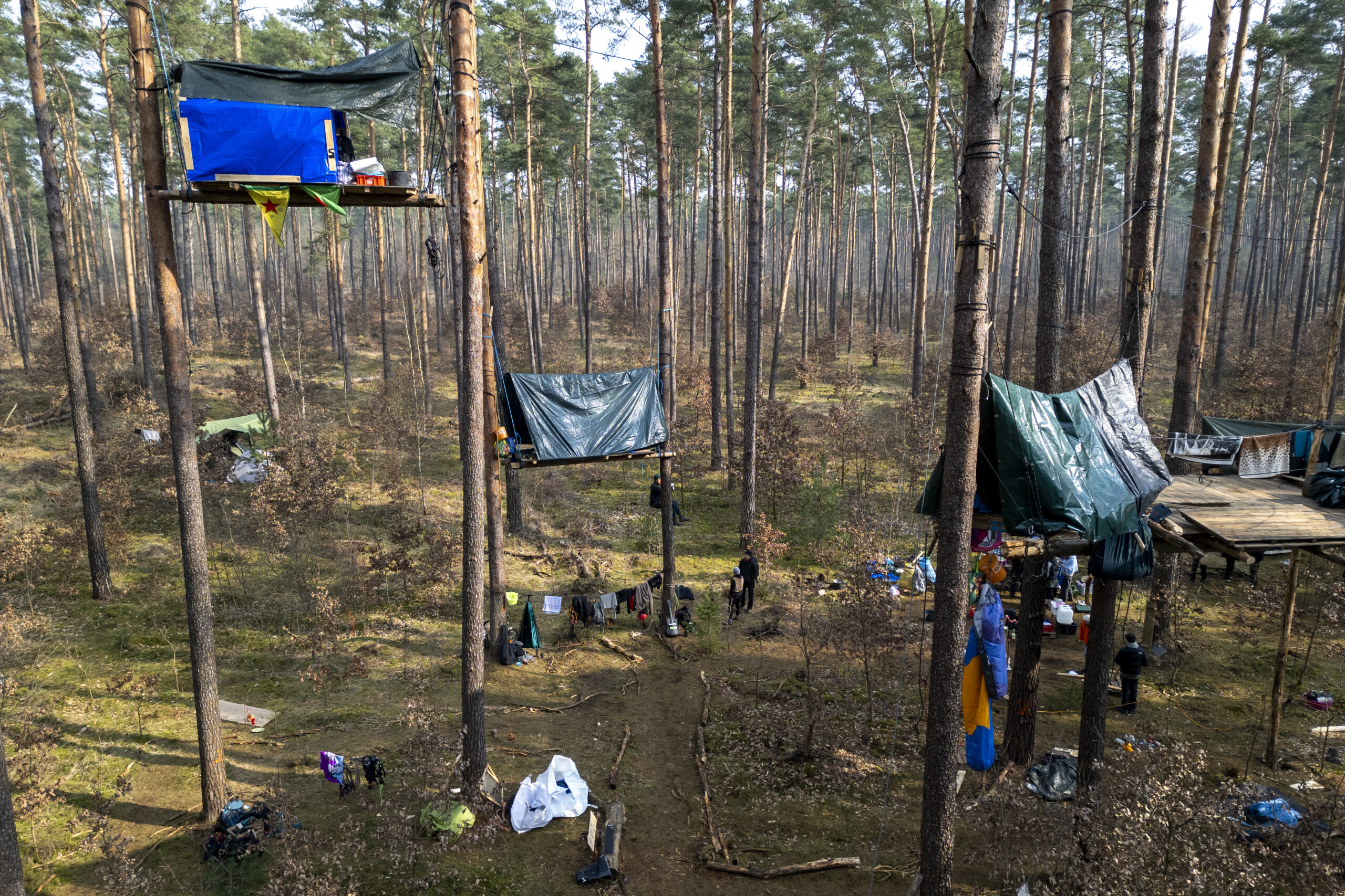 The wooded protests near the German factory. Staff are also unhappy with the plans to increase output